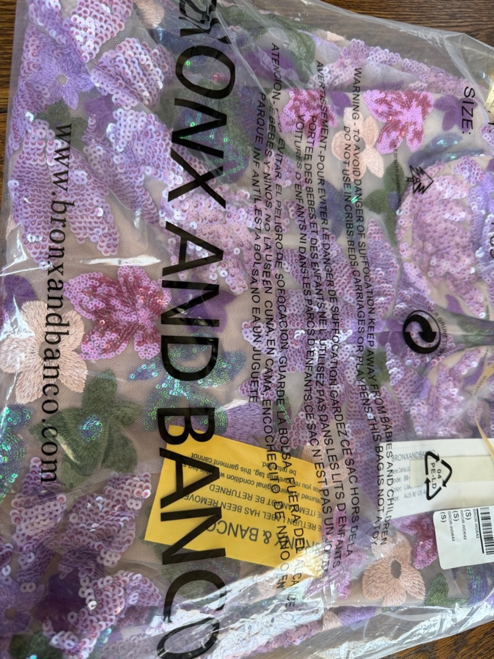 Bronx and Banco Lavender Floral Strapless Sequin Gown - Picture 5 of 9